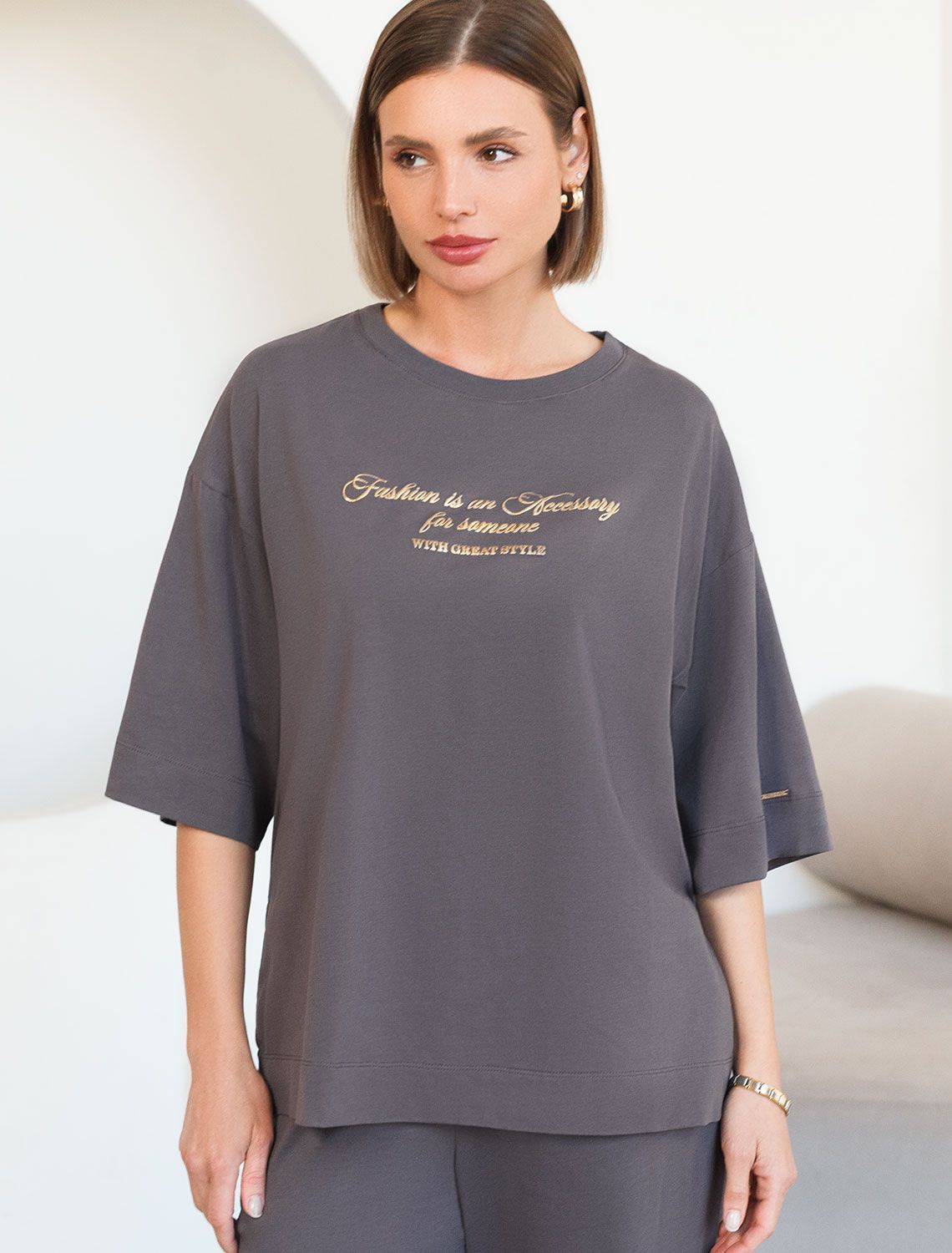 Футболка женская серый_fashion