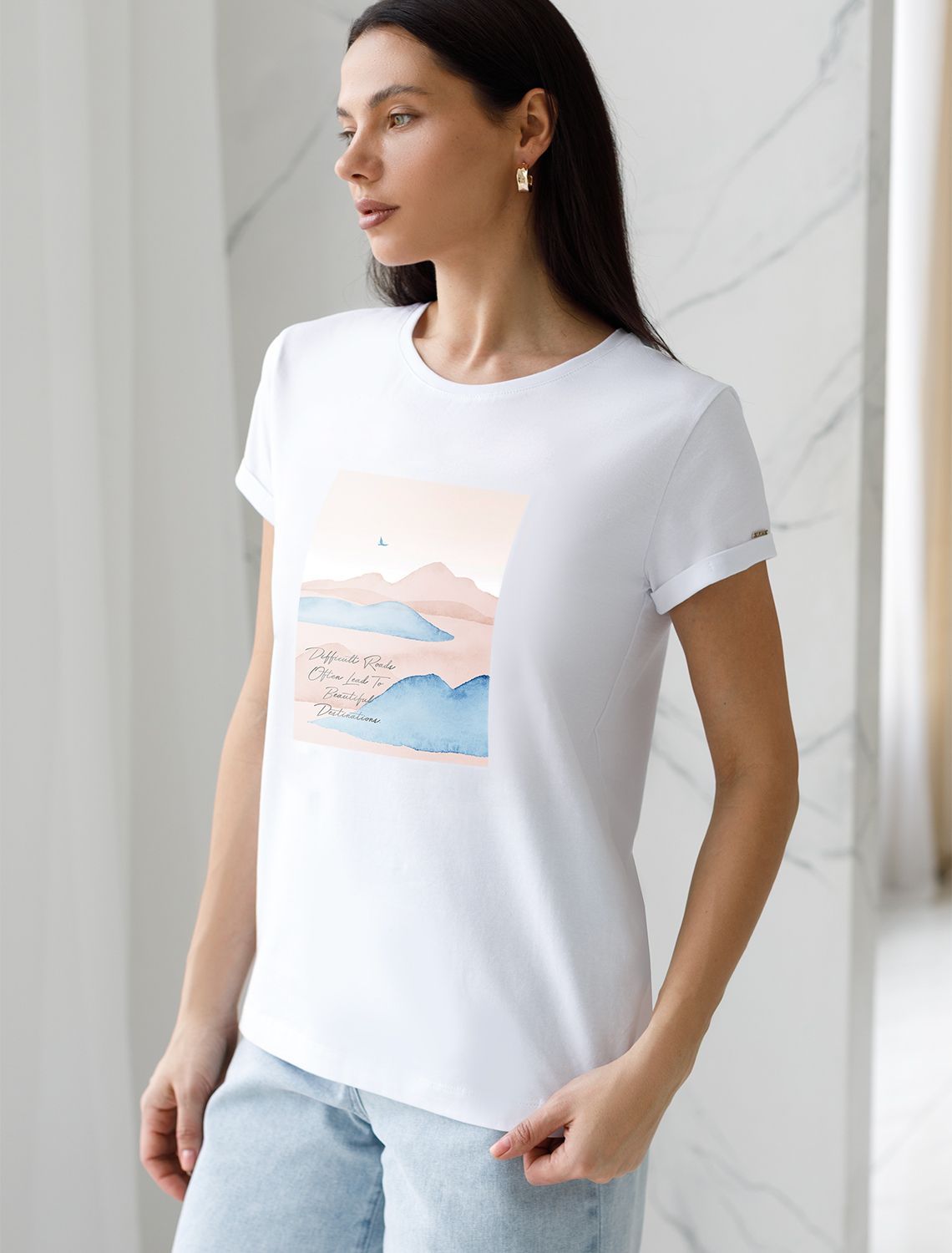 Футболка женская белый_пейзаж